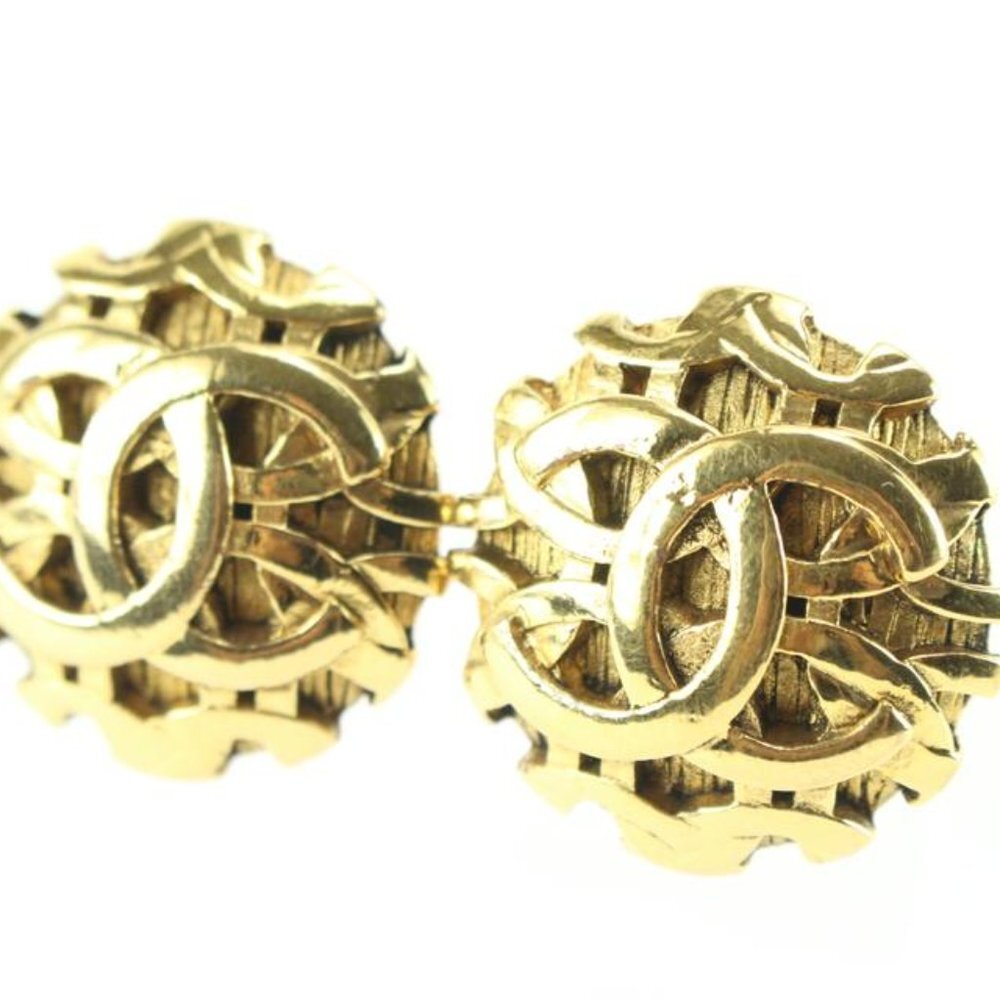 Chanel 24k Gold Plated 25 Collection Jumbo CC Logo Earrings 60ch825s